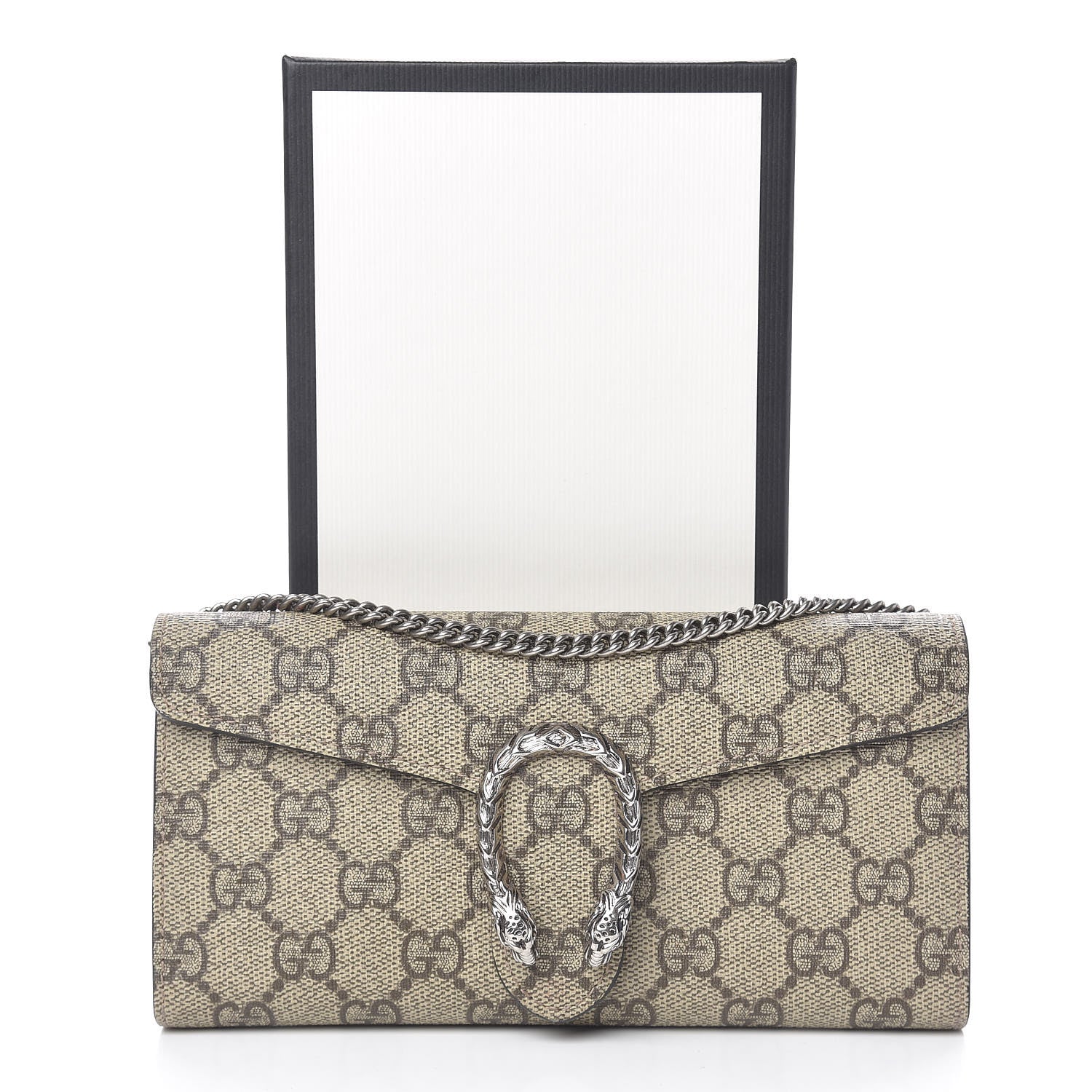 Gucci GG Supreme Monogram Dionysus Chain Clutch Wallet Beige Black 10 of 10