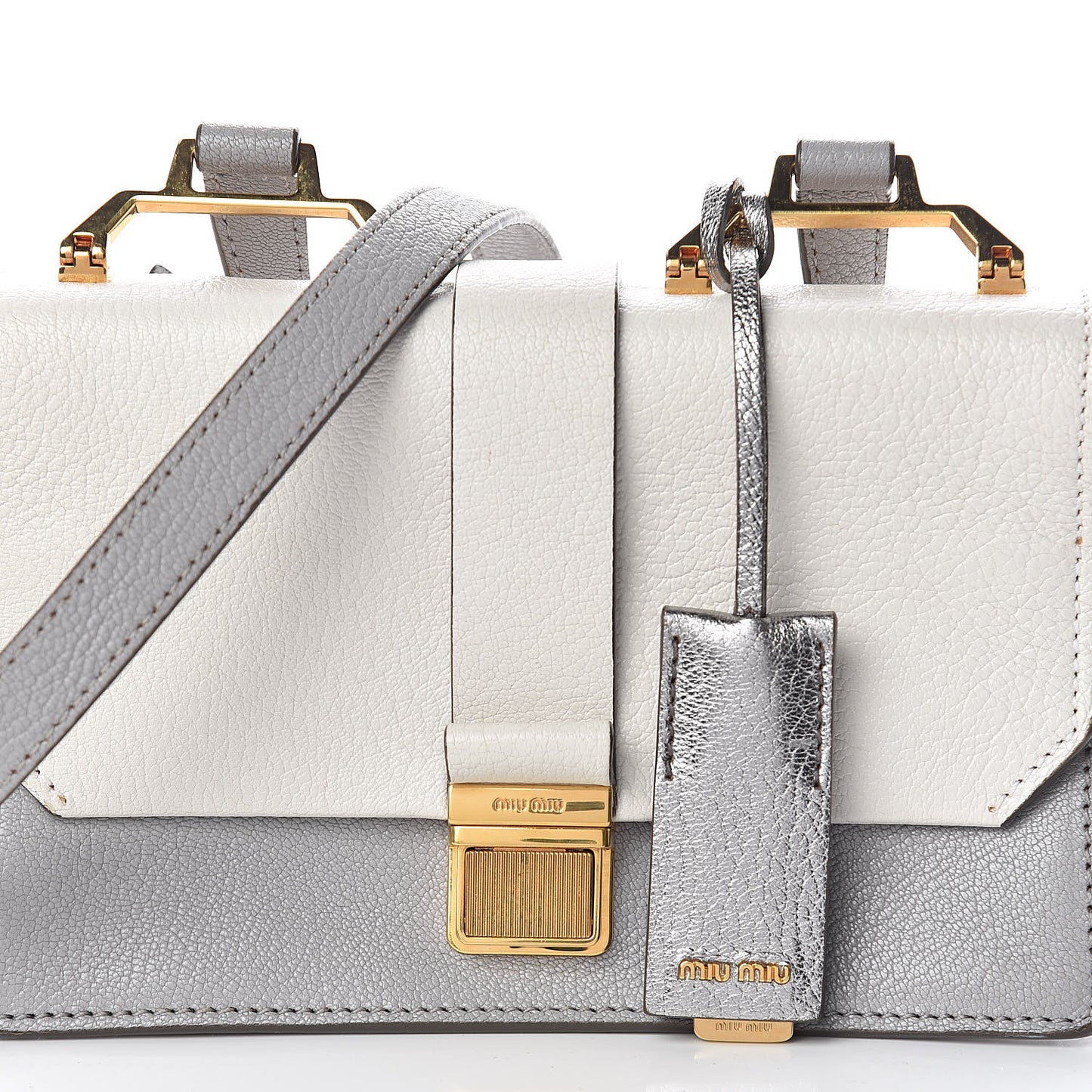 Goatskin Bandoliera Madras Bi-Color Shoulder Bag Chrome White