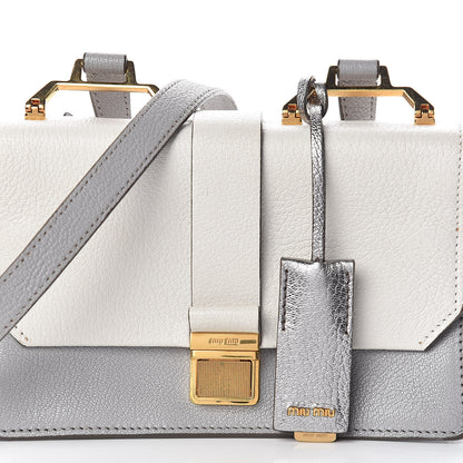 Miu Miu Goatskin Bandoliera Madras Bi-Color Shoulder Bag Chrome White 12 of 12