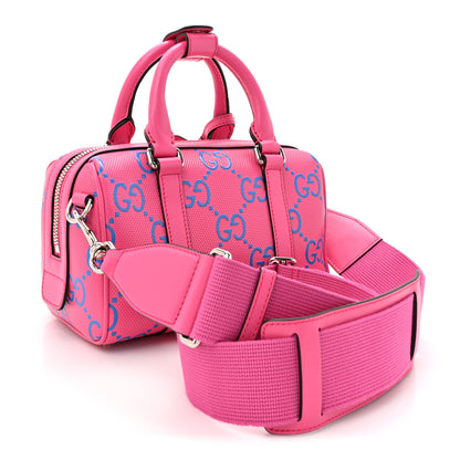 Gucci Calfskin GG Tennis Bi-Color Embossed Mini Duffle Bag Modern Fucsia Modern Blue 3 of 10