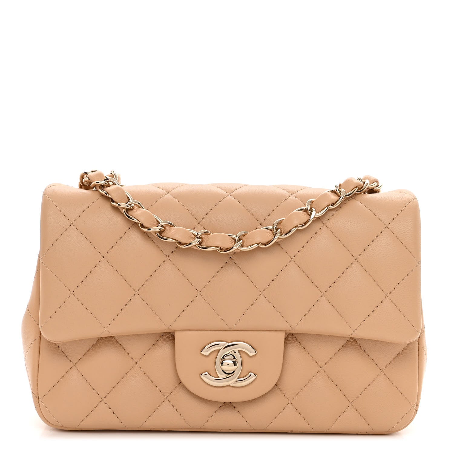 Chanel Lambskin Quilted Mini Rectangular Flap Beige 1 of 10