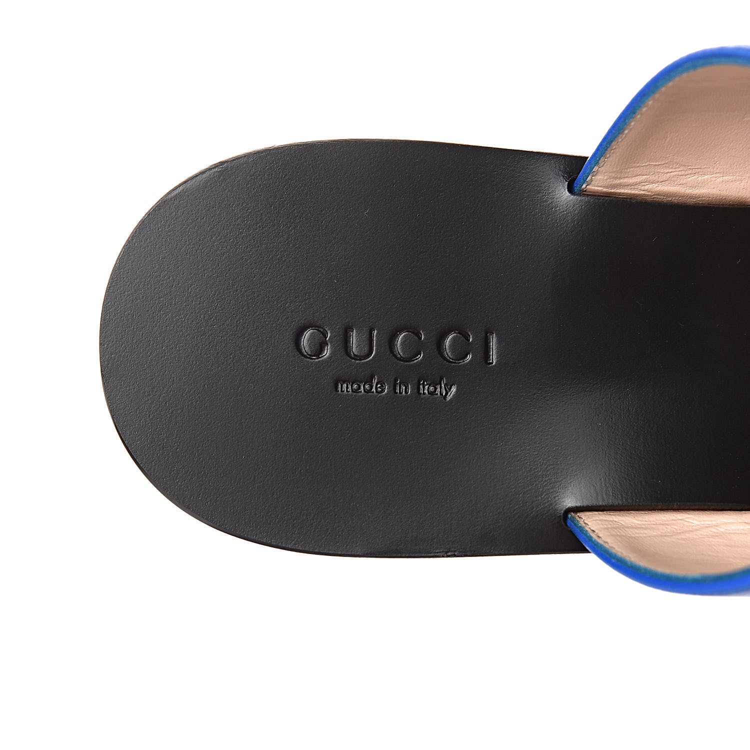 Gucci Calfskin Double G Thong Sandals 37.5 Shiny Electric Blue 6 of 9