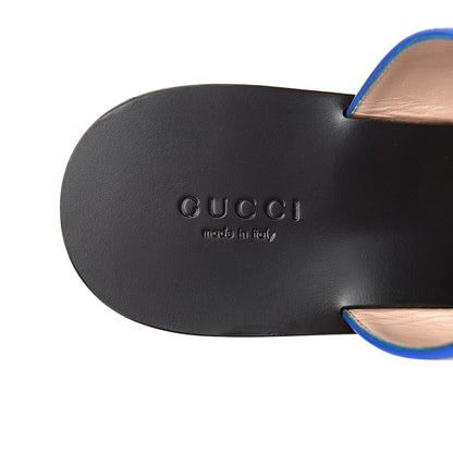 Gucci Calfskin Double G Thong Sandals 37.5 Shiny Electric Blue 6 of 9