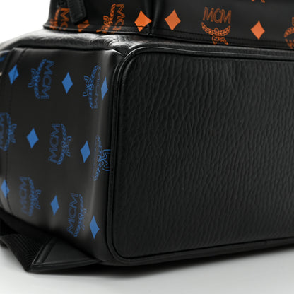 MCM Grained Calfskin Visetos Color Splash Medium Backpack Black Orange Blue 9 of 12