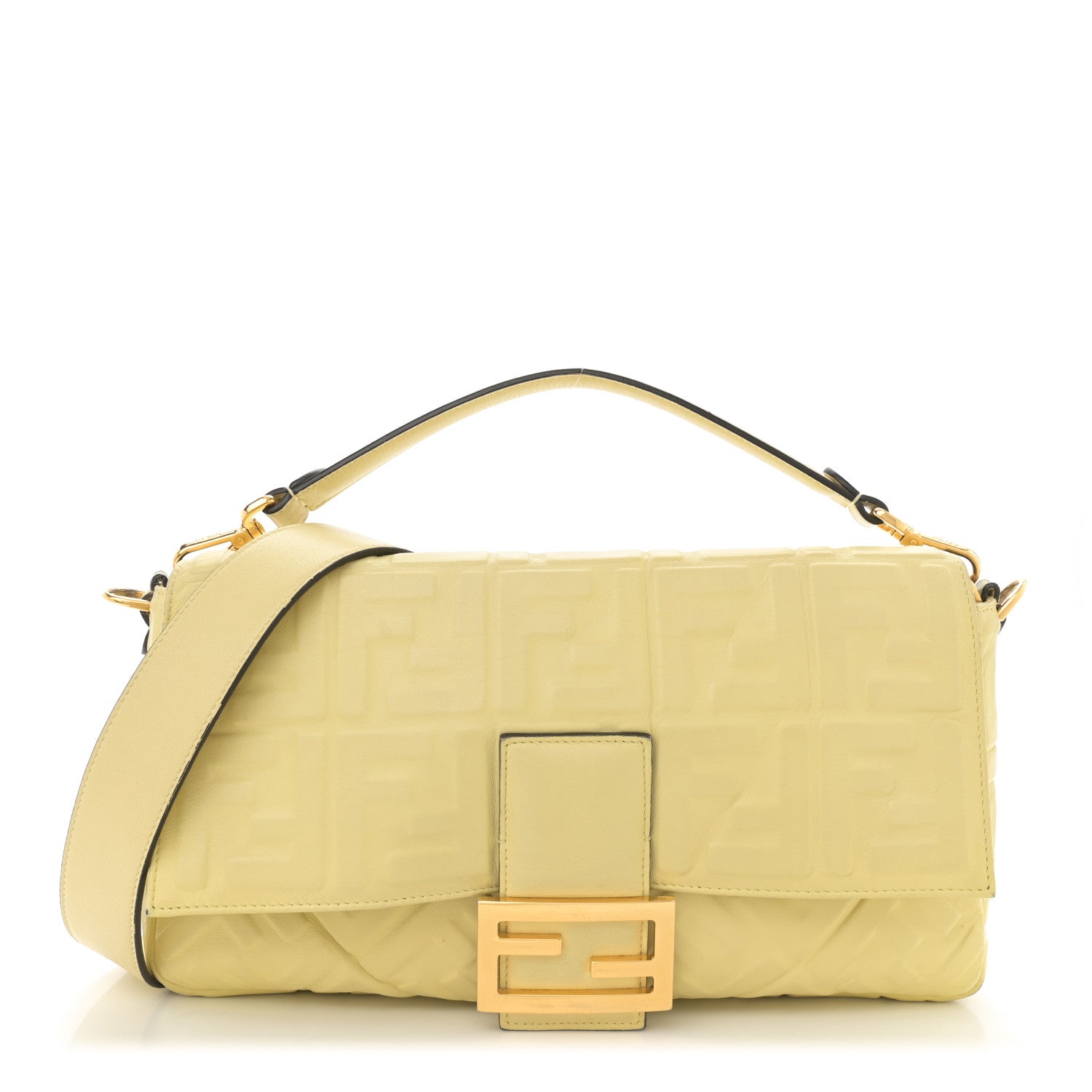 Fendi Nappa FF 1974 Embossed Large Baguette Banana 1 of 16