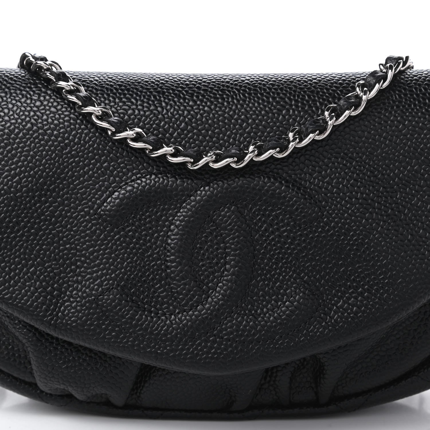 Chanel Caviar Half Moon Wallet On Chain WOC Black 10 of 11