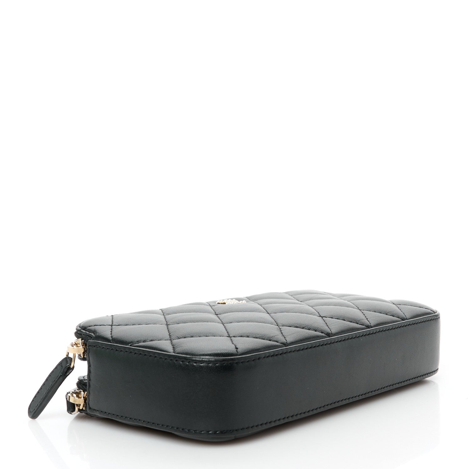 Chanel Lambskin Quilted Pearl Clutch With Chain Black 4 of 13