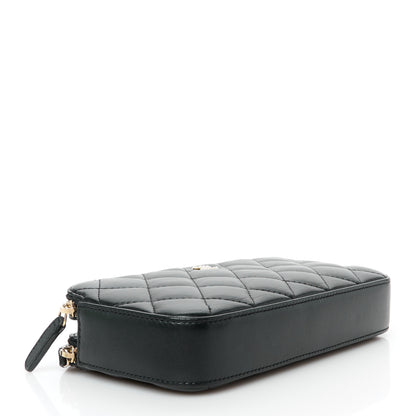Chanel Lambskin Quilted Pearl Clutch With Chain Black 4 of 13