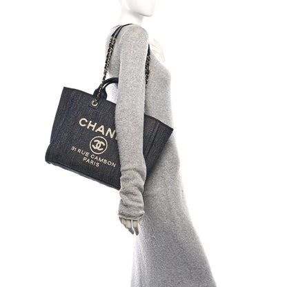 Chanel Mixed Fibers Calfskin Small Deauville Tote Blue 2 of 11