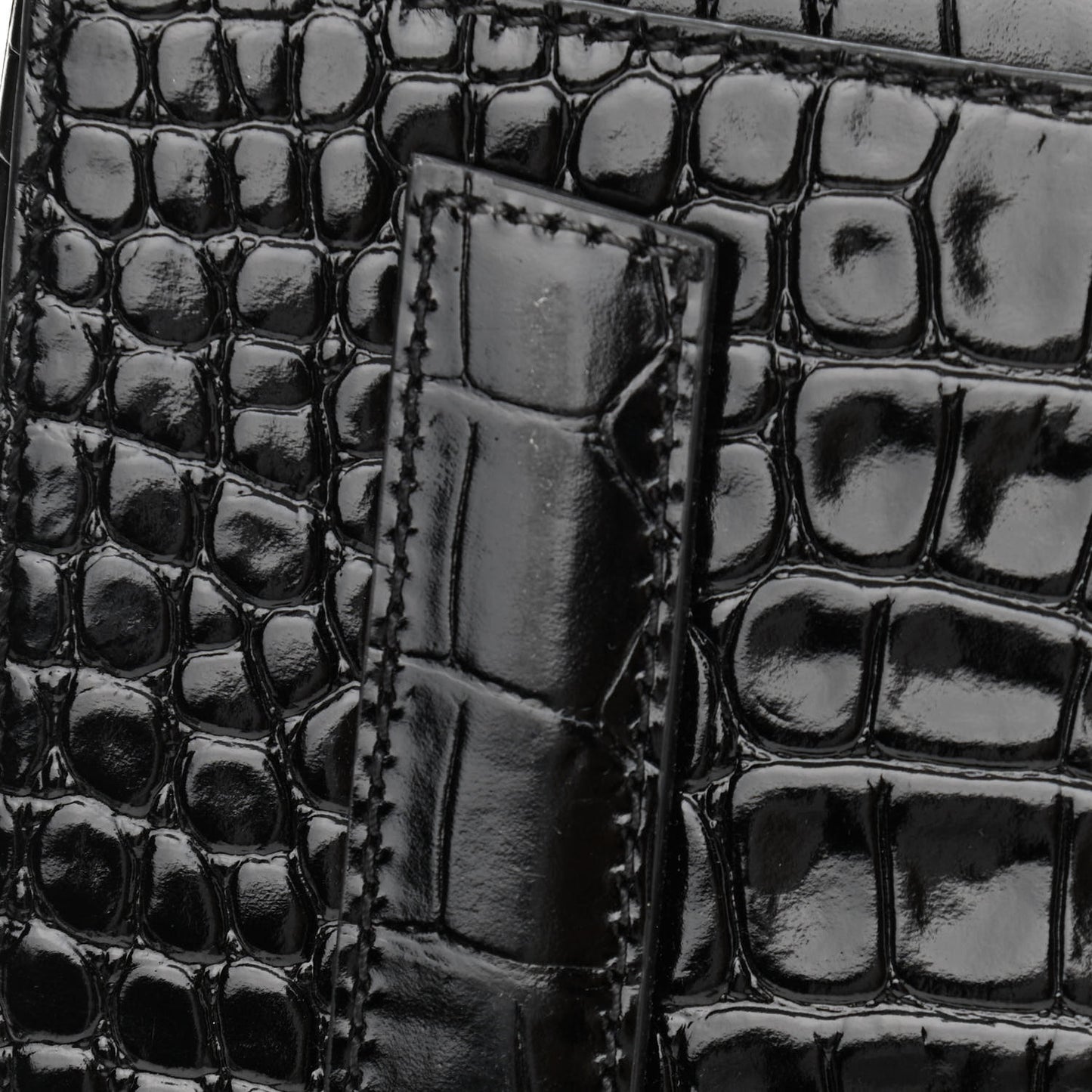 Calfskin Crocodile Embossed Small Antigona Black