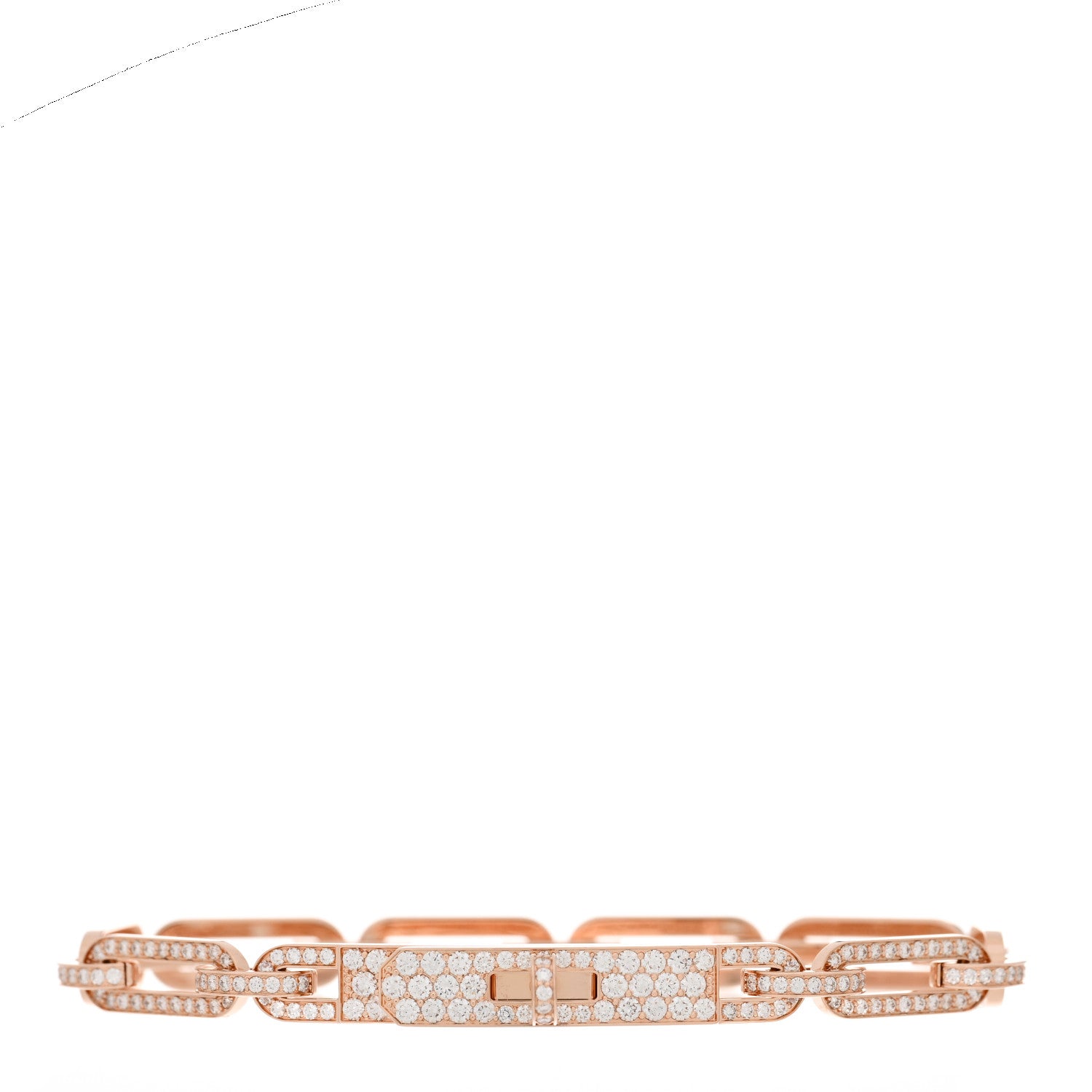 Hermes 18K Rose Gold Diamond Full Pave PM Kelly Chaine Bracelet SH 1 of 4
