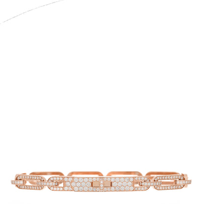 Hermes 18K Rose Gold Diamond Full Pave PM Kelly Chaine Bracelet SH 1 of 4