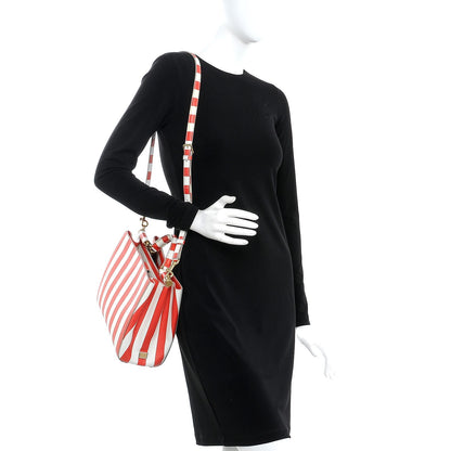 Dolce & Gabbana Dauphine Striped Top Handle Satchel Red White 3 of 9