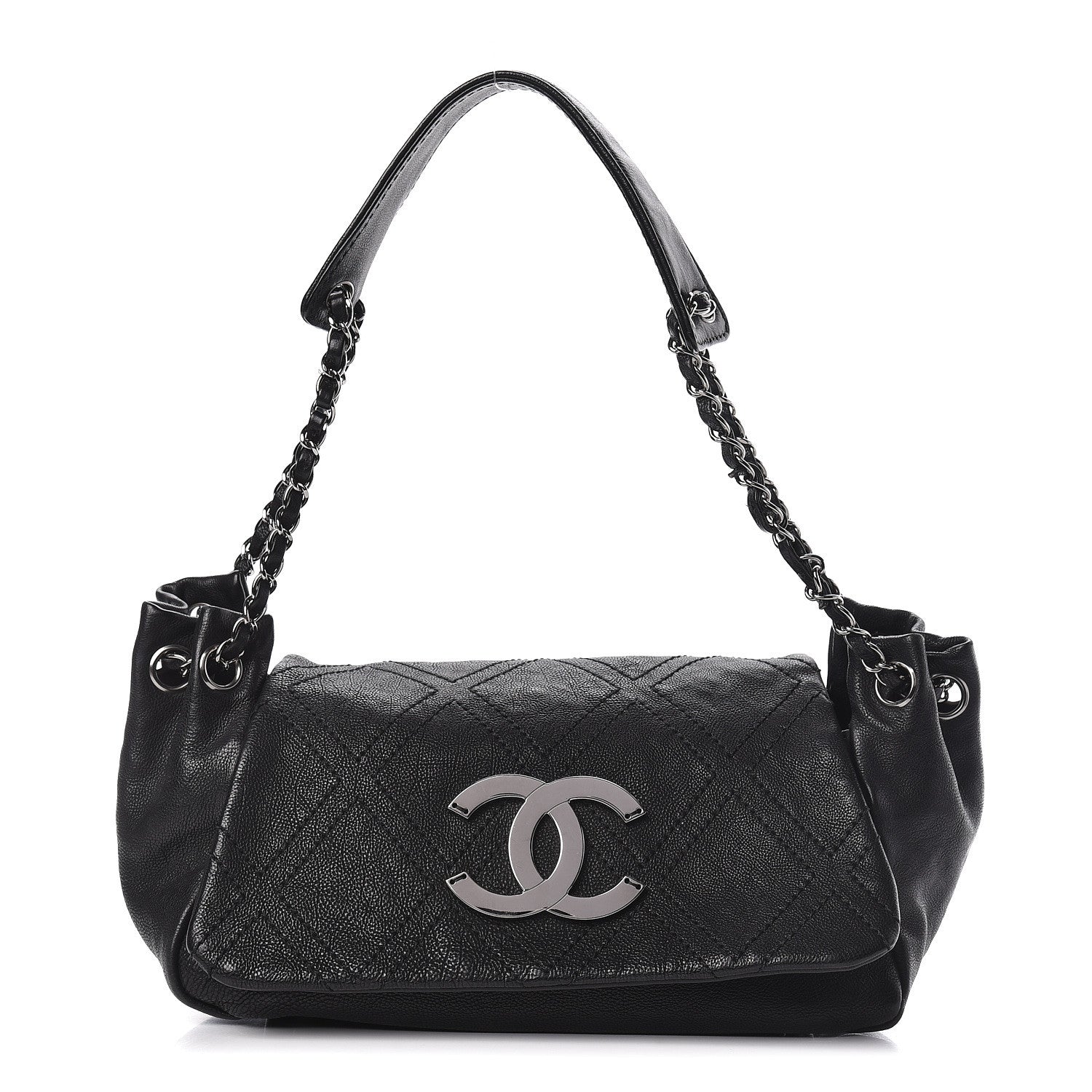 Chanel Calfskin Diamond Stitch Accordion Flap Black 1 of 11