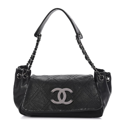 Chanel Calfskin Diamond Stitch Accordion Flap Black 1 of 11