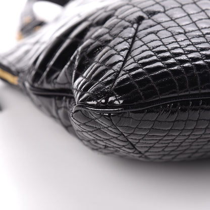 Saint Laurent Patent Crocodile Embossed Tribute Tote Black 5 of 16
