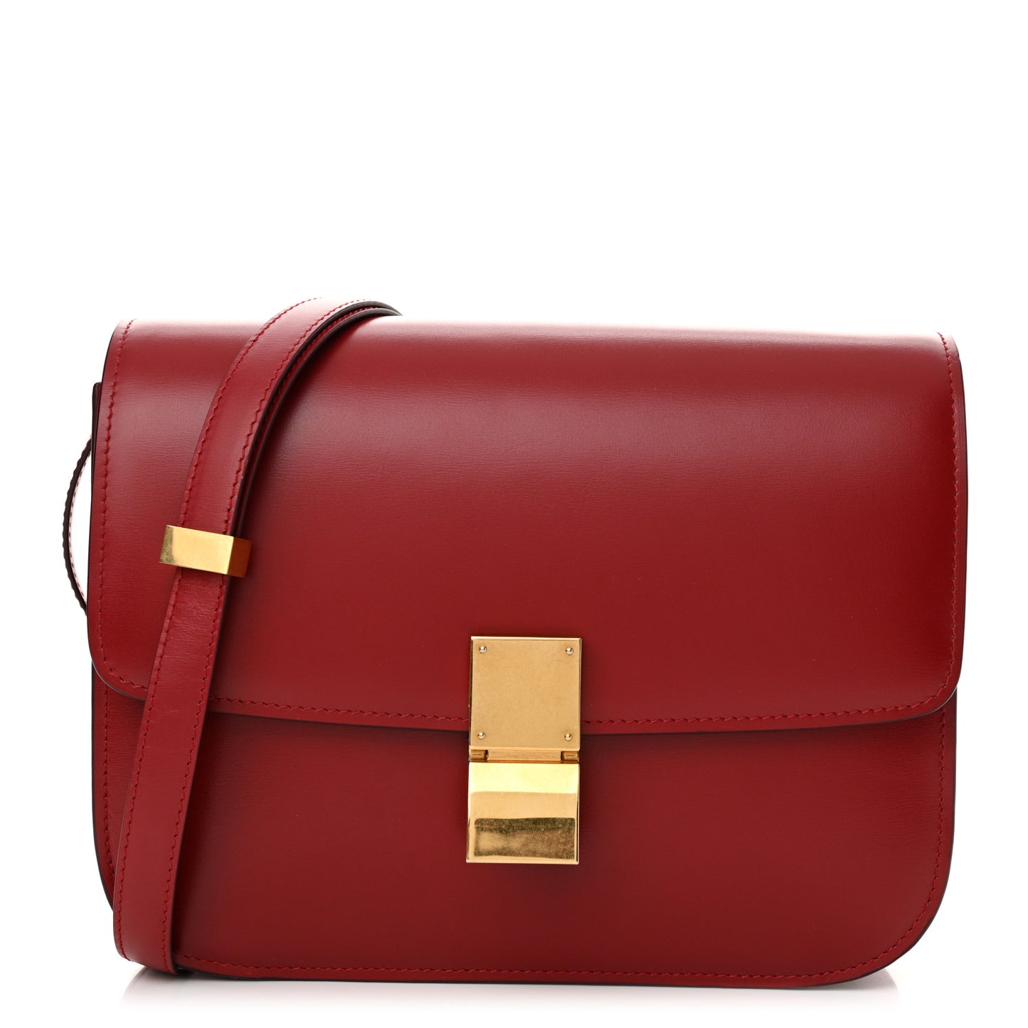Box Calfskin Medium Classic Box Flap Bag Red