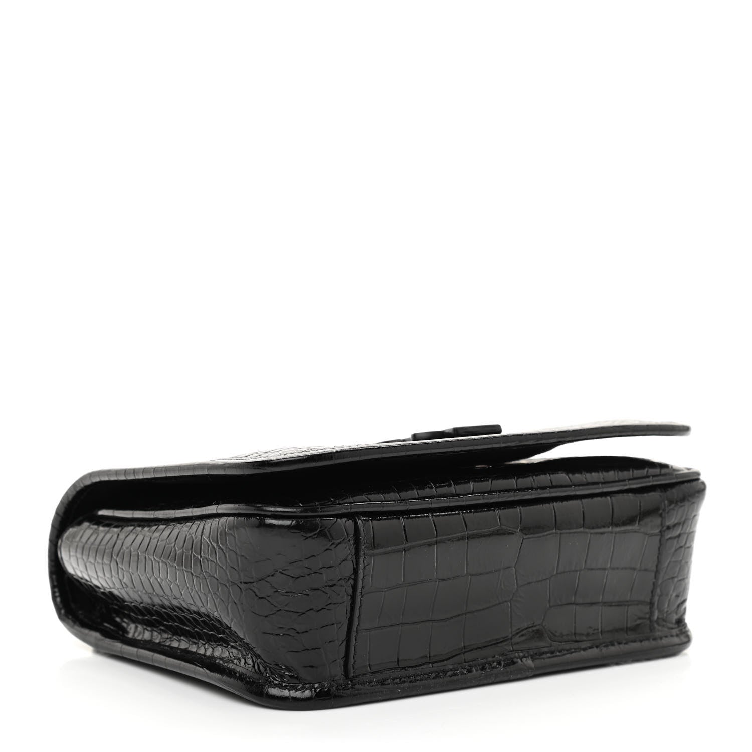 Saint Laurent Crocodile Embossed Lambskin Matelasse Monogram Niki Chain Wallet Black 4 of 8
