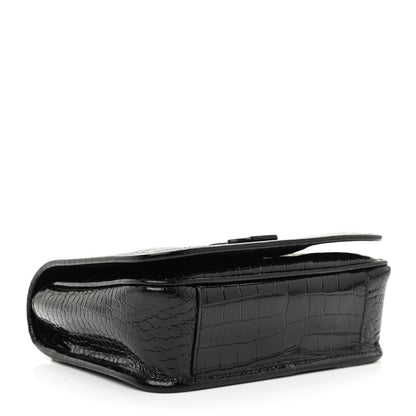 Saint Laurent Crocodile Embossed Lambskin Matelasse Monogram Niki Chain Wallet Black 4 of 8