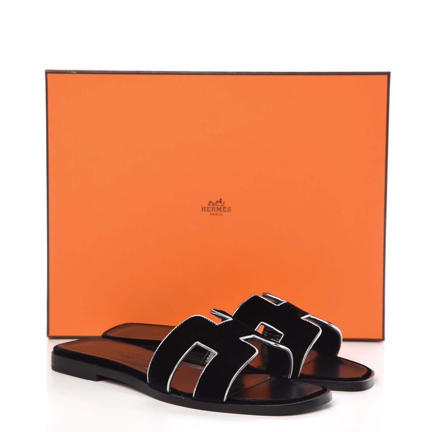 Velvet Nappa Oran Sandals 36 Black Argent Vieilli