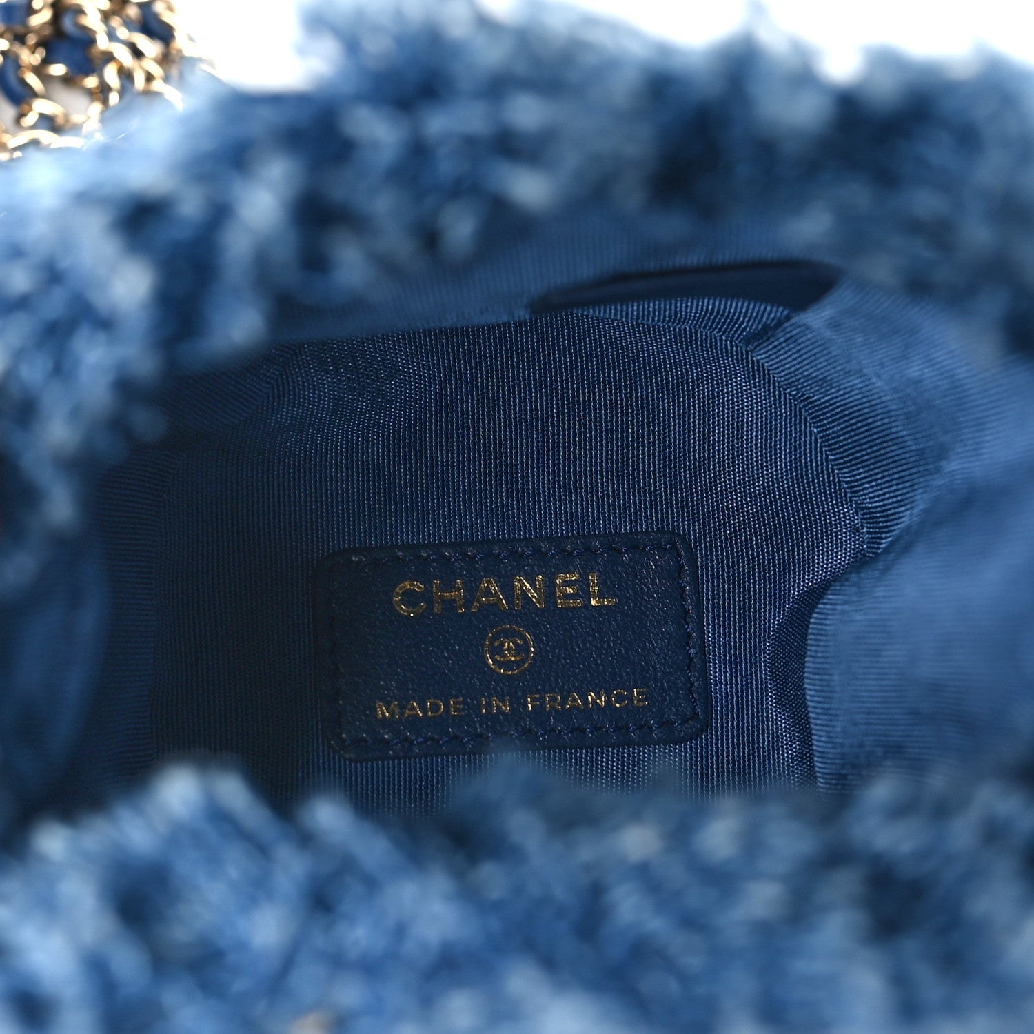 Chanel Denim Quilted Mood Mini Bucket With Chain Blue Multicolor 5 of 11