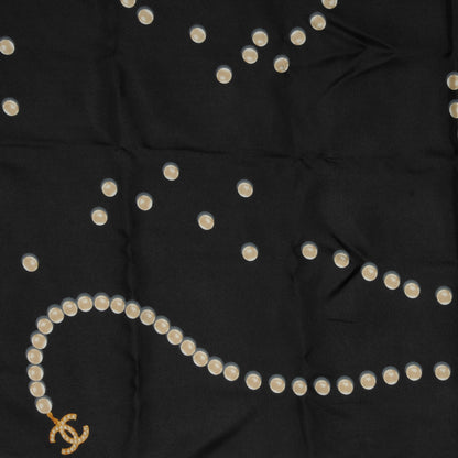 Chanel Silk Pearl CC Square Scarf Black 1 of 5