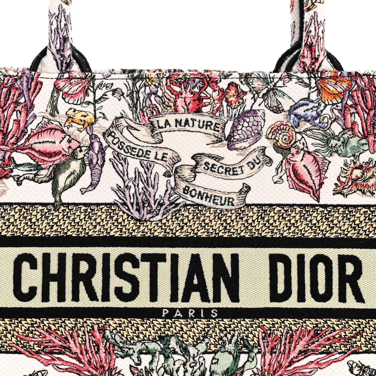 Christian Dior Canvas Embroidered Medium Book Tote White Multicolor 8 of 10