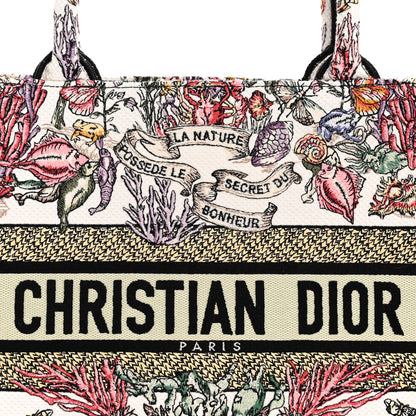 Christian Dior Canvas Embroidered Medium Book Tote White Multicolor 8 of 10