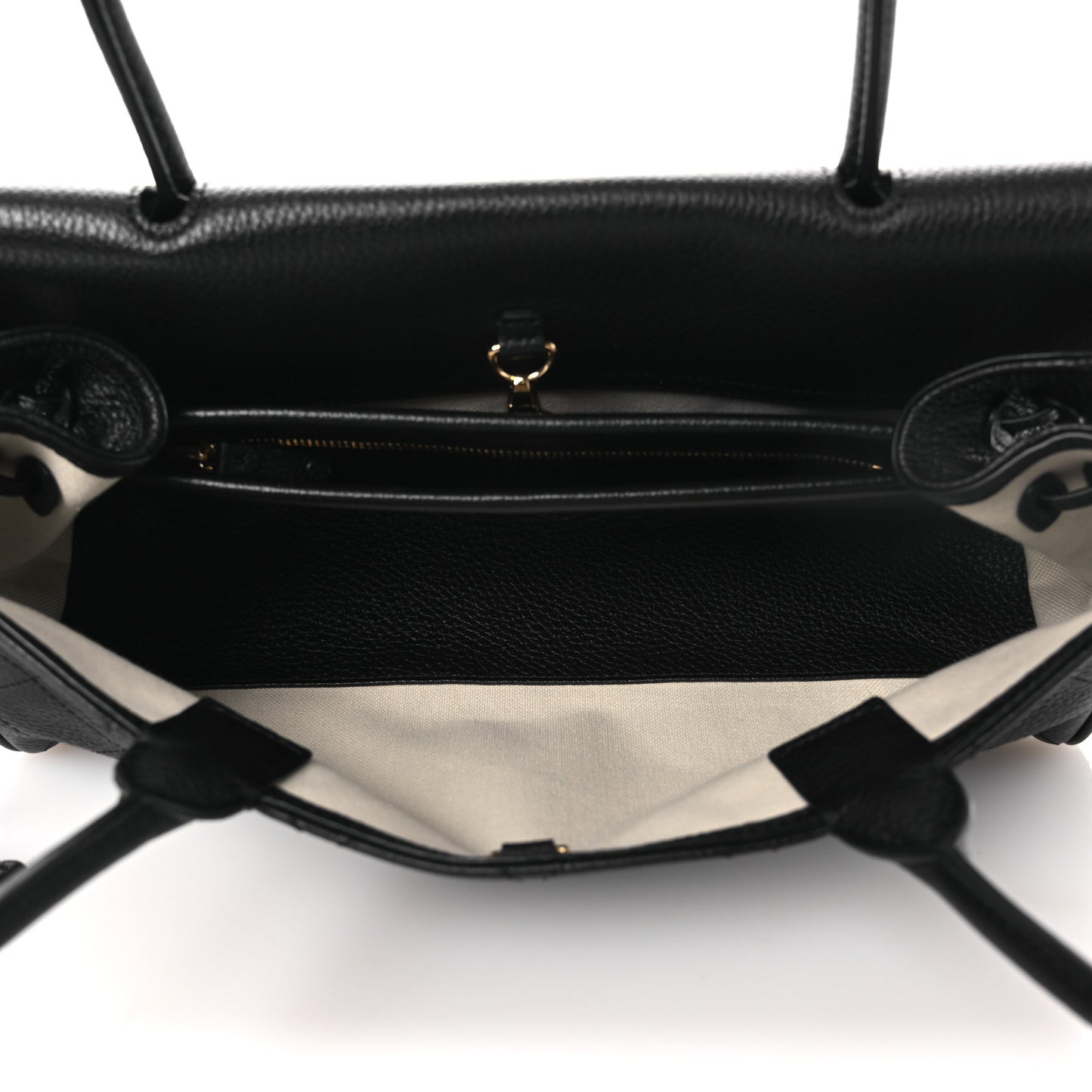 Grained Calfskin Stitched Urban Essentials Small Shopping Bag Black