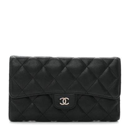 Chanel Lambskin Quilted Large Flap Wallet Black 1 of 9