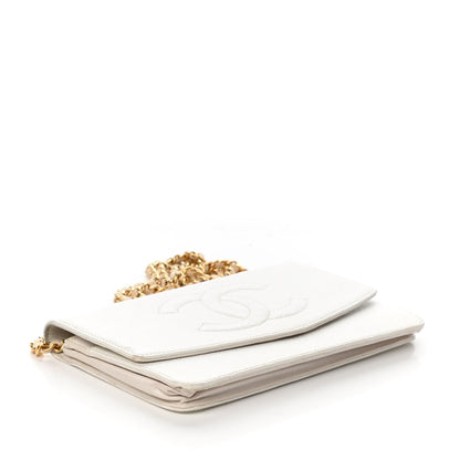 Chanel Caviar Timeless CC Wallet on Chain WOC White 3 of 4