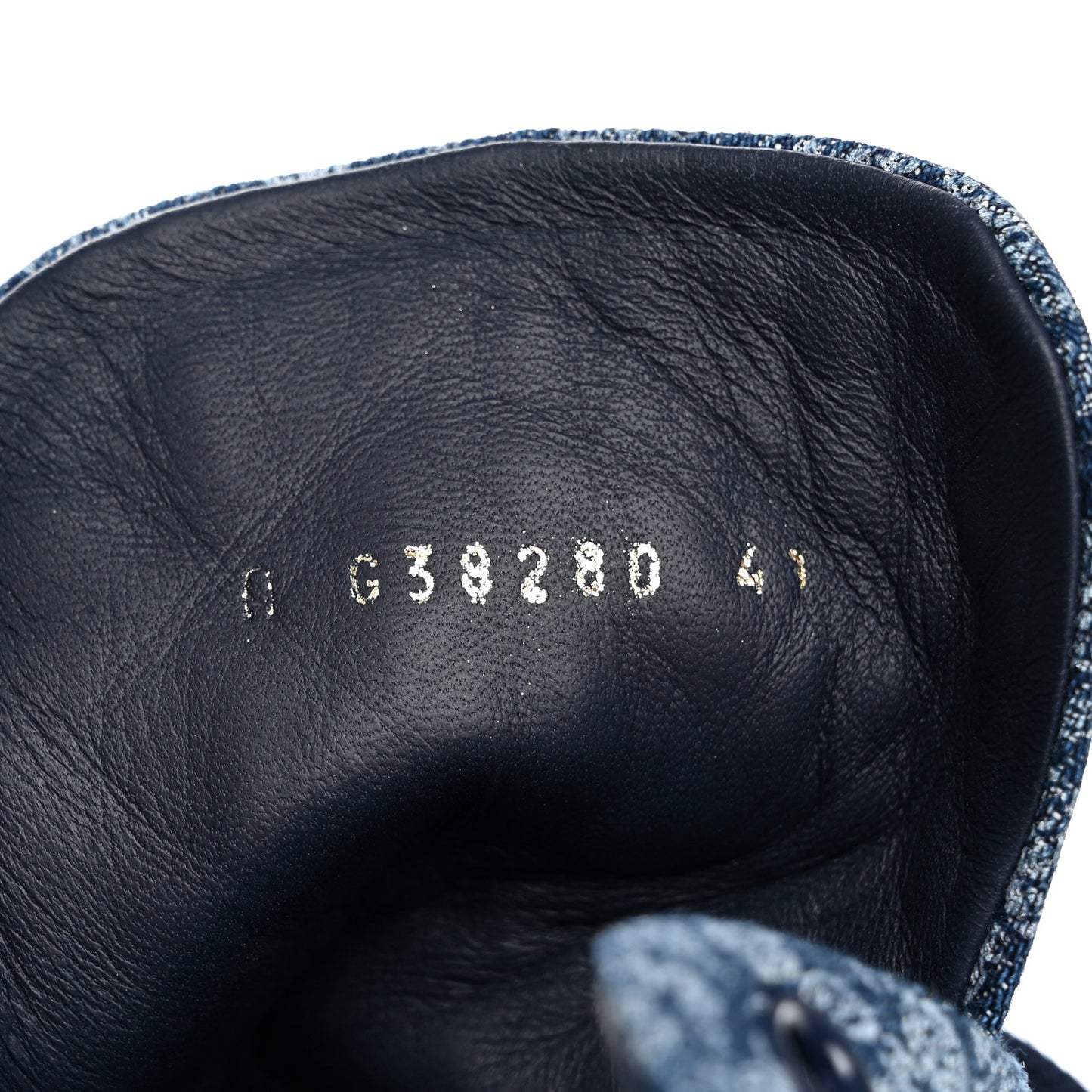 Printed Denim Quilted High Top Sneakers 41 Dark Blue