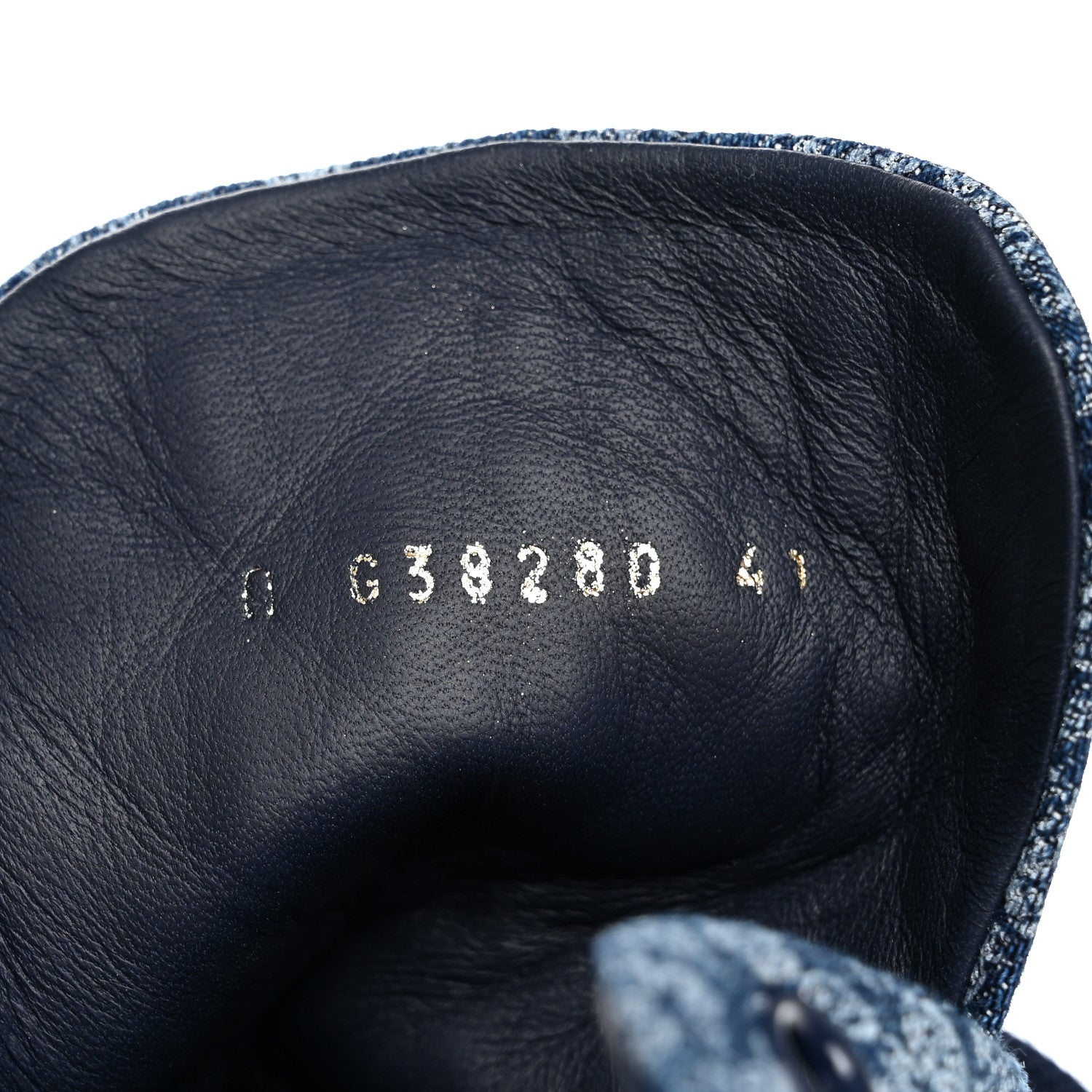Chanel Printed Denim Quilted High Top Sneakers 41 Dark Blue 10 of 10
