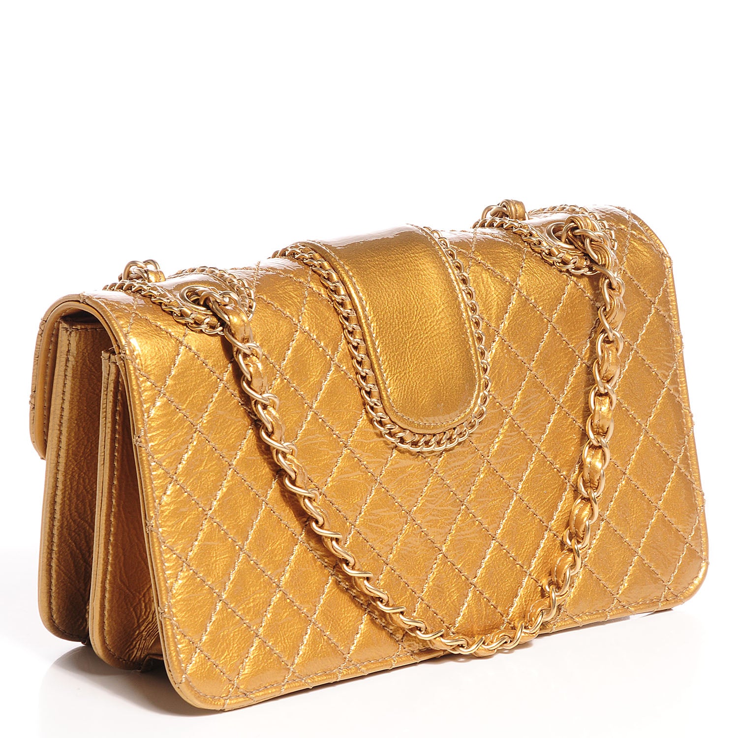 Chanel Patent Medium Madison Flap Gold 3 of 9