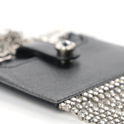 Miu Miu Goatskin Madras Crystal Card Holder Fringe Crossbody Black 7 of 10