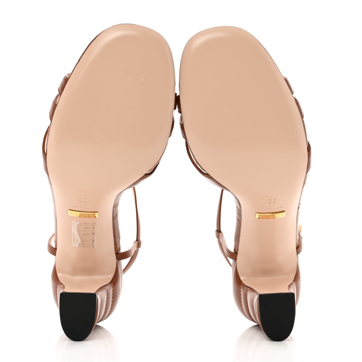 Nappa Matelasse T-Strap 40mm Sandals 38 Brown Papaya