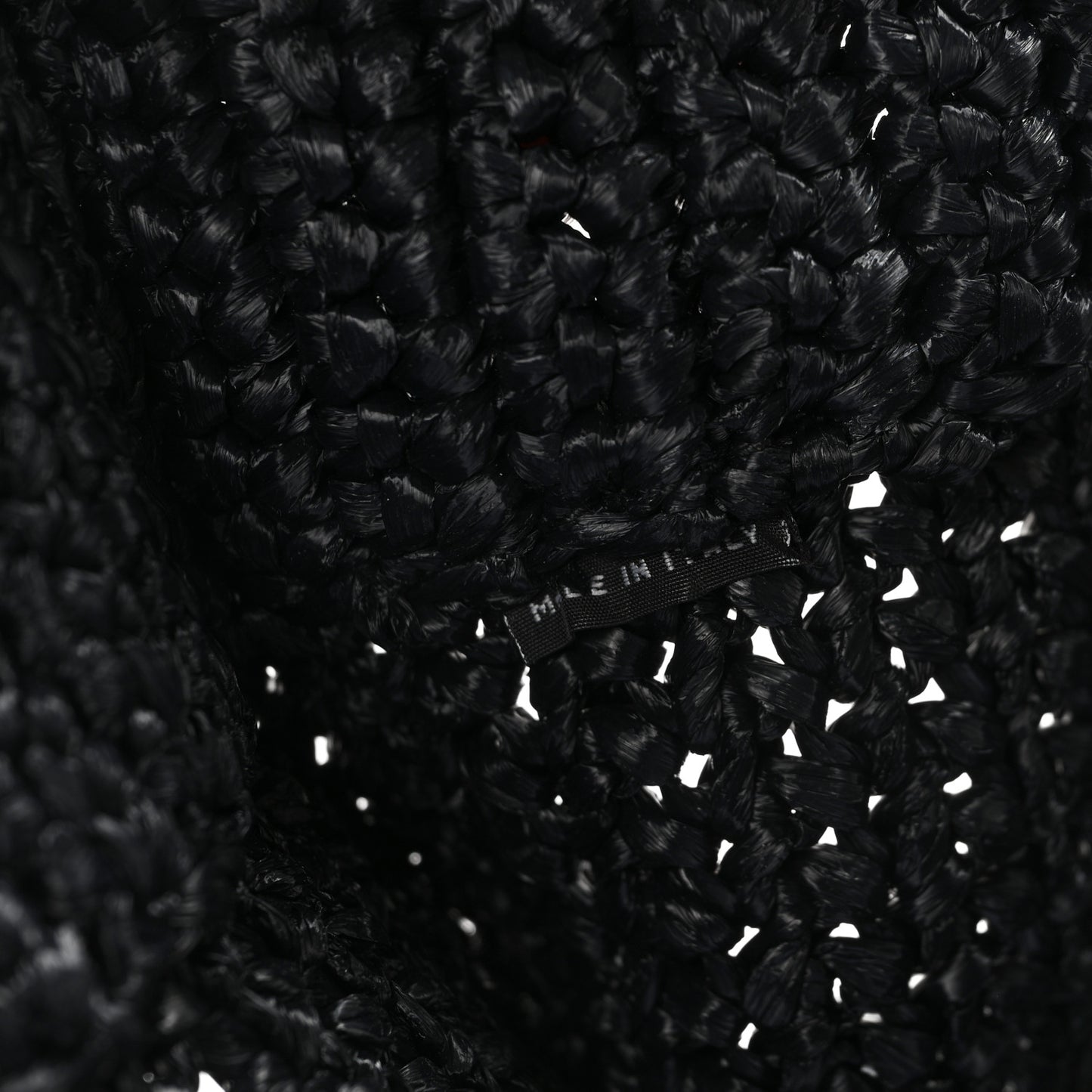 Yarn Raffia Effect Crochet Large Logo Tote Black