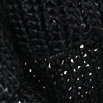 Prada Yarn Raffia Effect Crochet Large Logo Tote Black 7 of 11