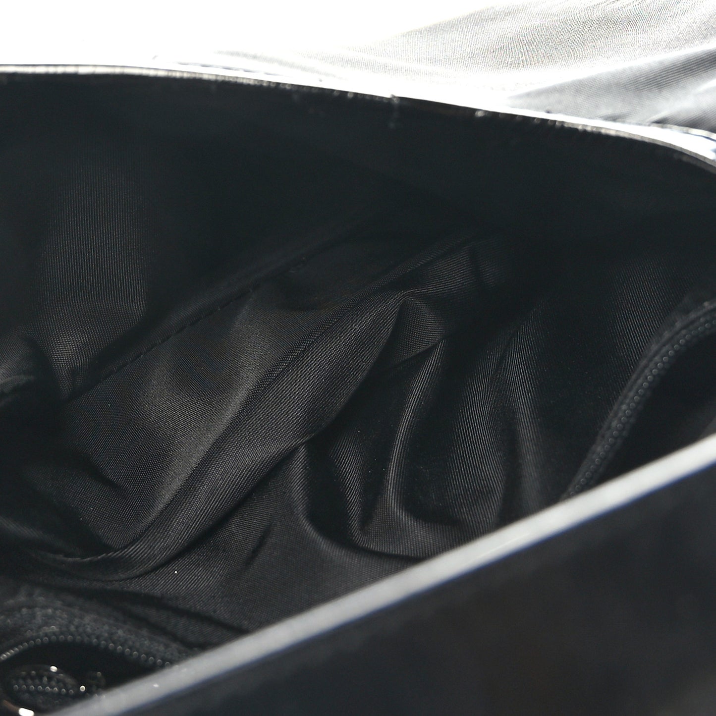Canvas Patent Calfskin Saddle Bag Black