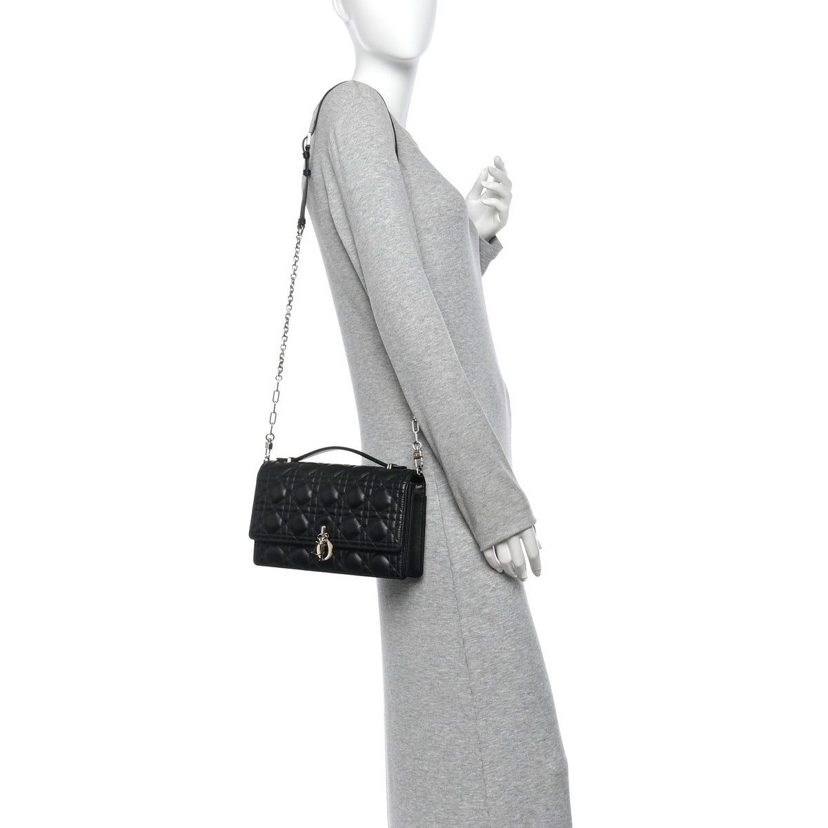 Christian Dior Lambskin Cannage My Dior Top Handle Bag Black 2 of 9
