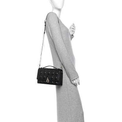 Christian Dior Lambskin Cannage My Dior Top Handle Bag Black 2 of 9