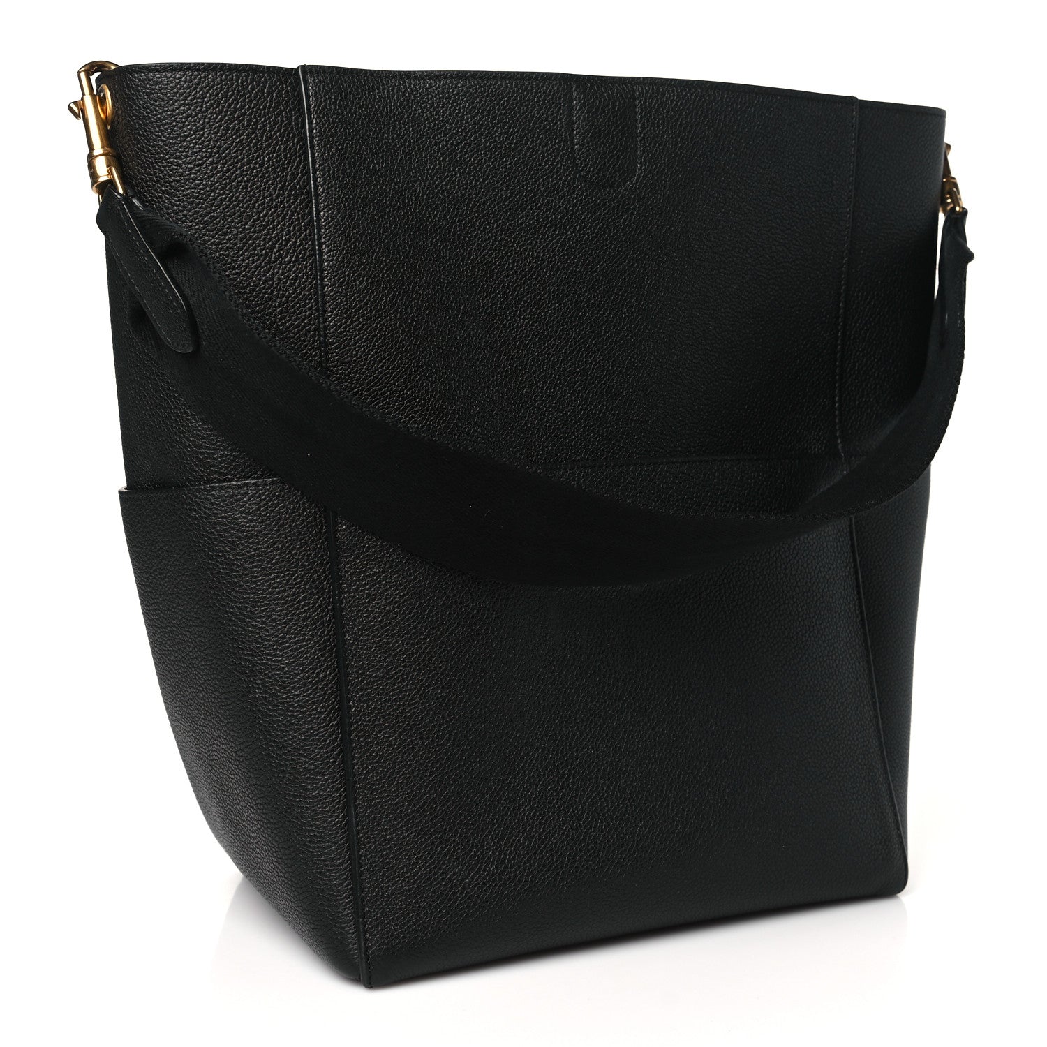 Celine Soft Grained Calfskin Sangle Bucket Bag Black 3 of 9