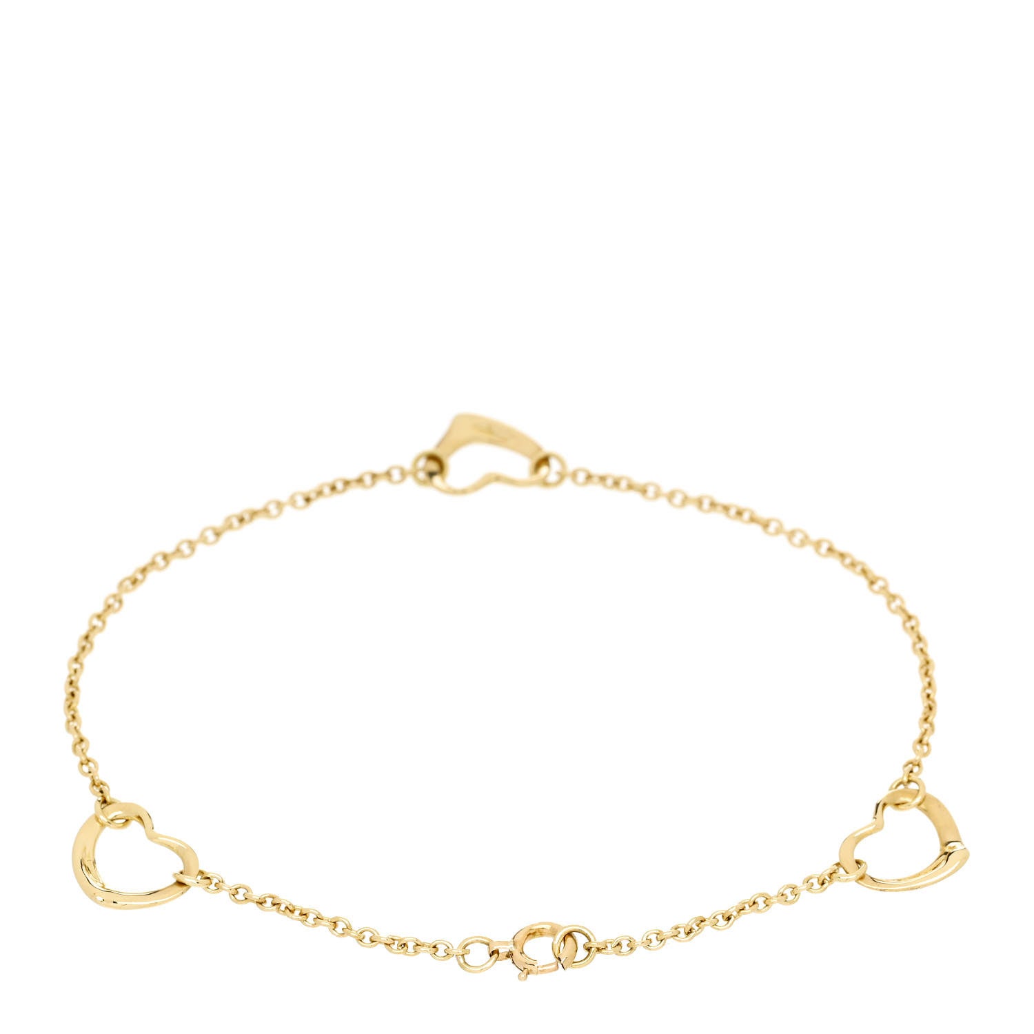 Tiffany 18K Yellow Gold Elsa Peretti 3 Open Heart Bracelet 2 of 3