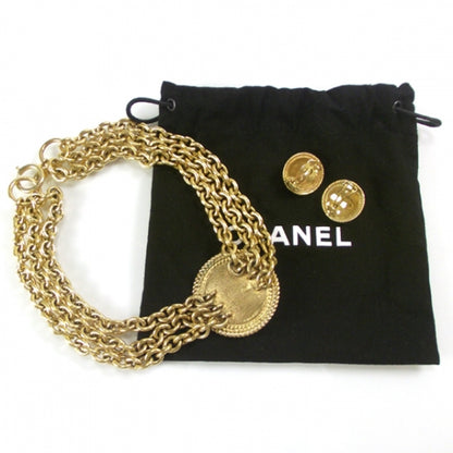 Chanel Gold Vintage Jeweled Medallion Necklace & Earrings Set 3 of 7