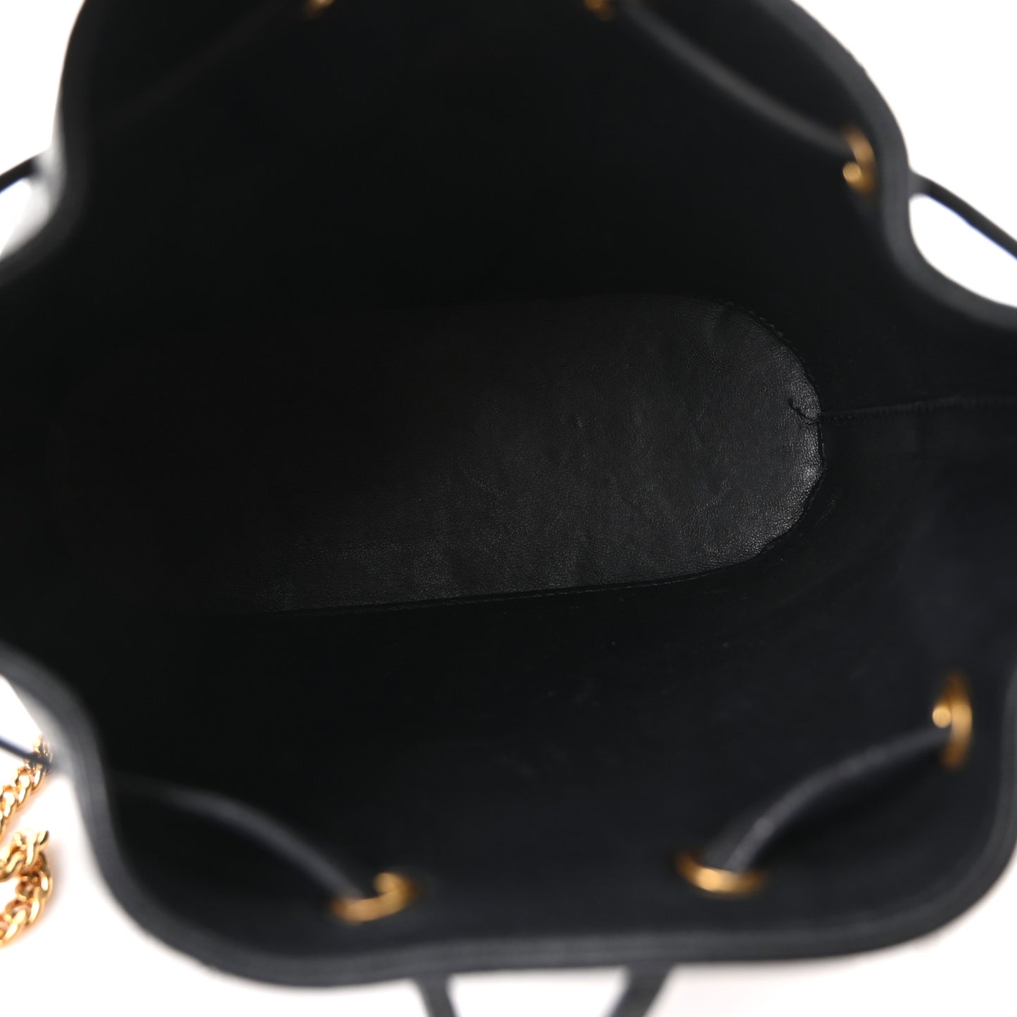 Nappa Mini VLogo Signature Chain Bucket Bag Black