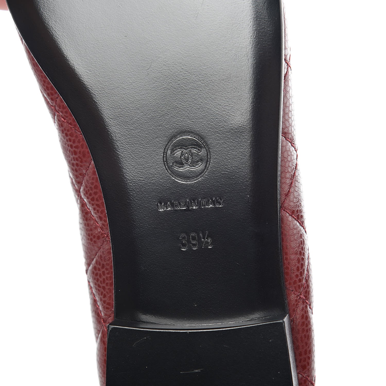 Chanel Caviar Quilted CC Cap Toe Ballerina Flats 39.5 Black Red 6 of 10