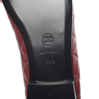 Chanel Caviar Quilted CC Cap Toe Ballerina Flats 39.5 Black Red 6 of 10