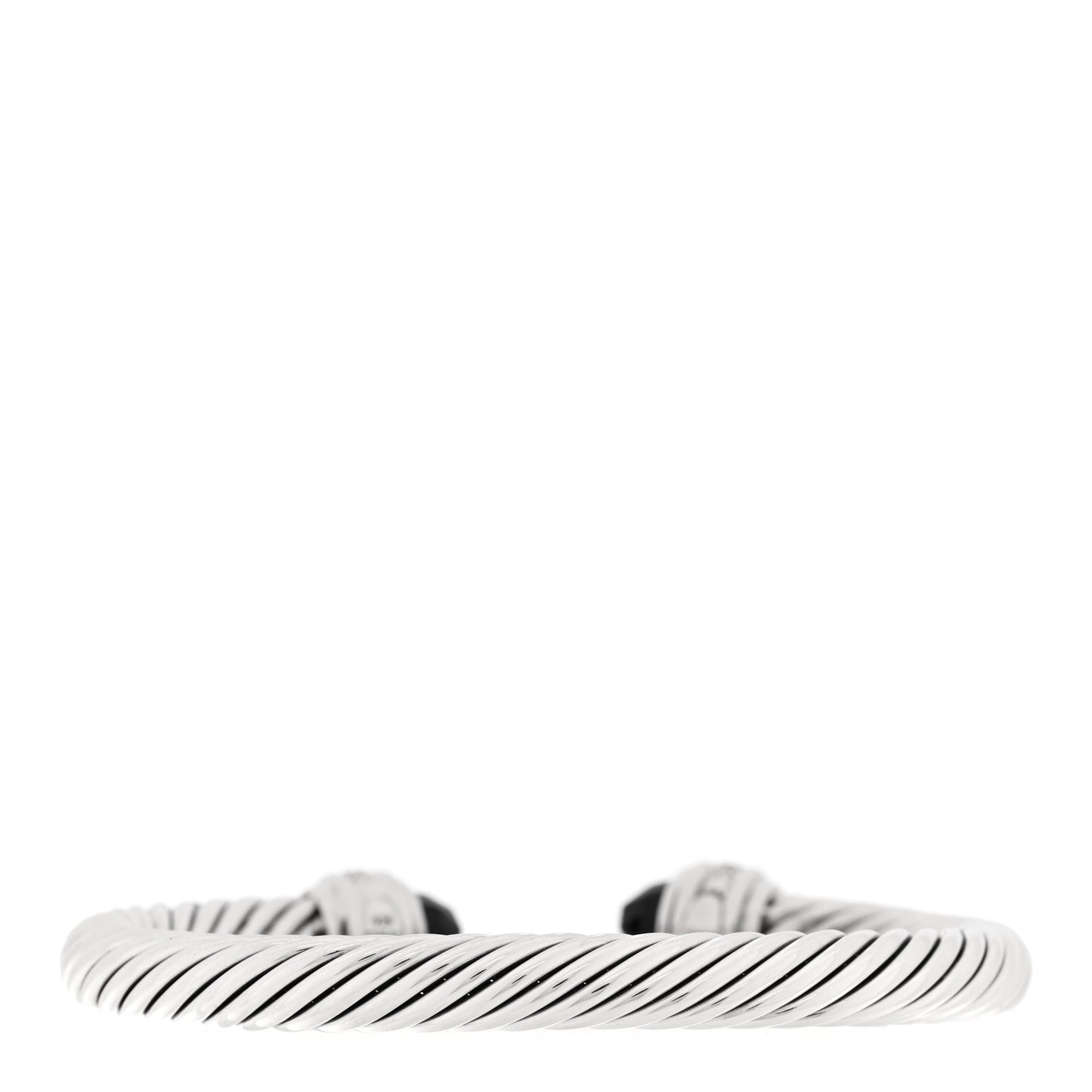Sterling Silver Diamond Black Onyx 7mm Cable Classics Bracelet