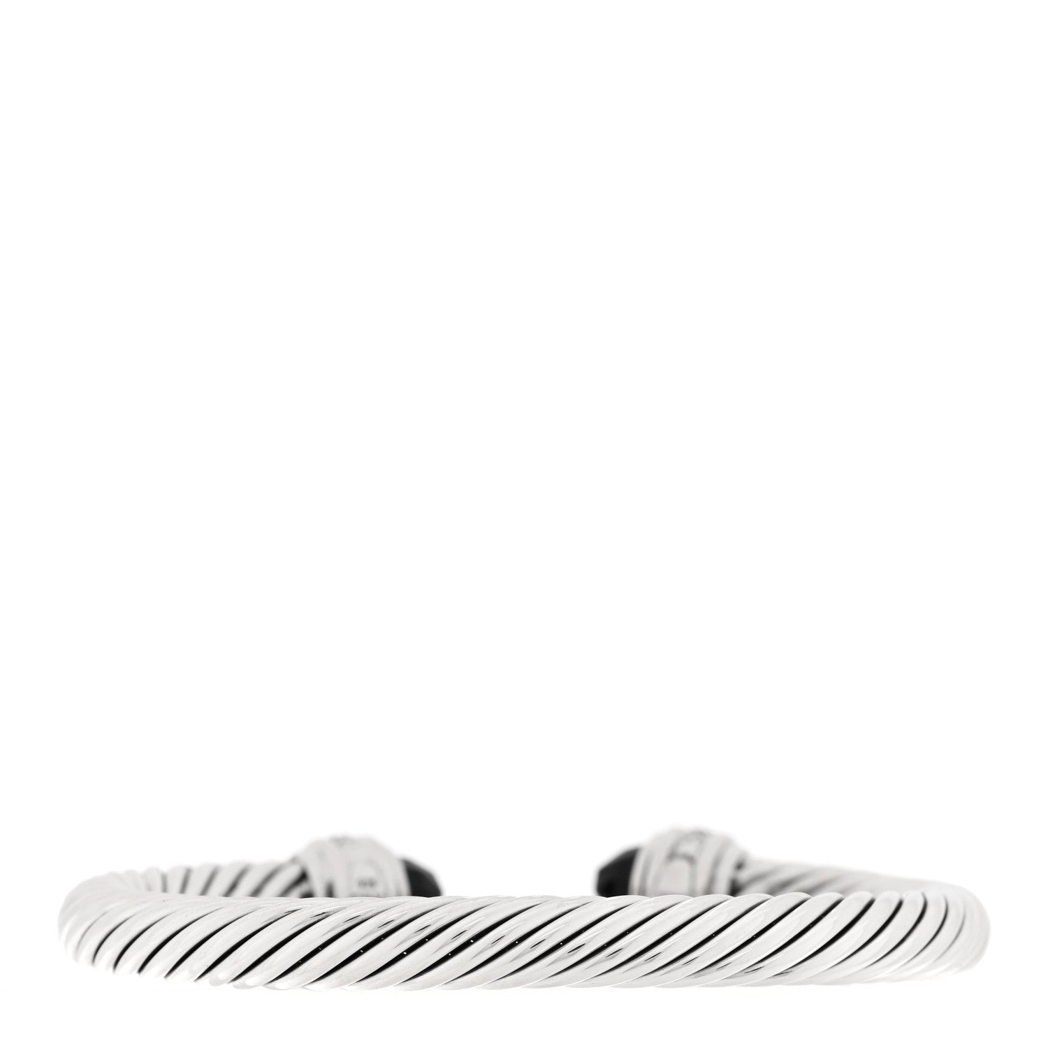 David Yurman Sterling Silver Diamond Black Onyx 7mm Cable Classics Bracelet 2 of 3