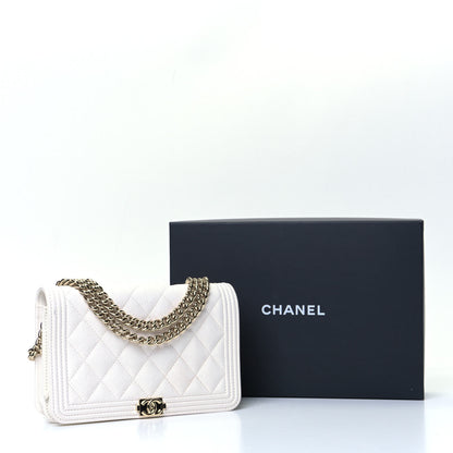 Chanel Caviar Quilted Boy Wallet On Chain WOC White 8 of 8